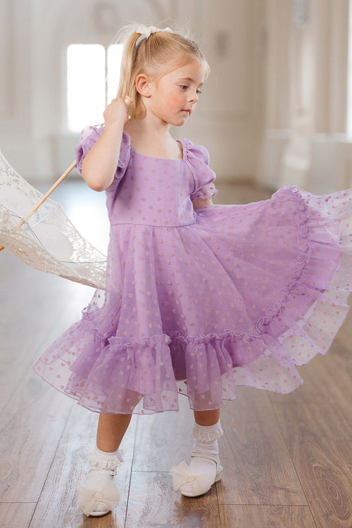 Mini Wonderland Dress in Purple Hearts