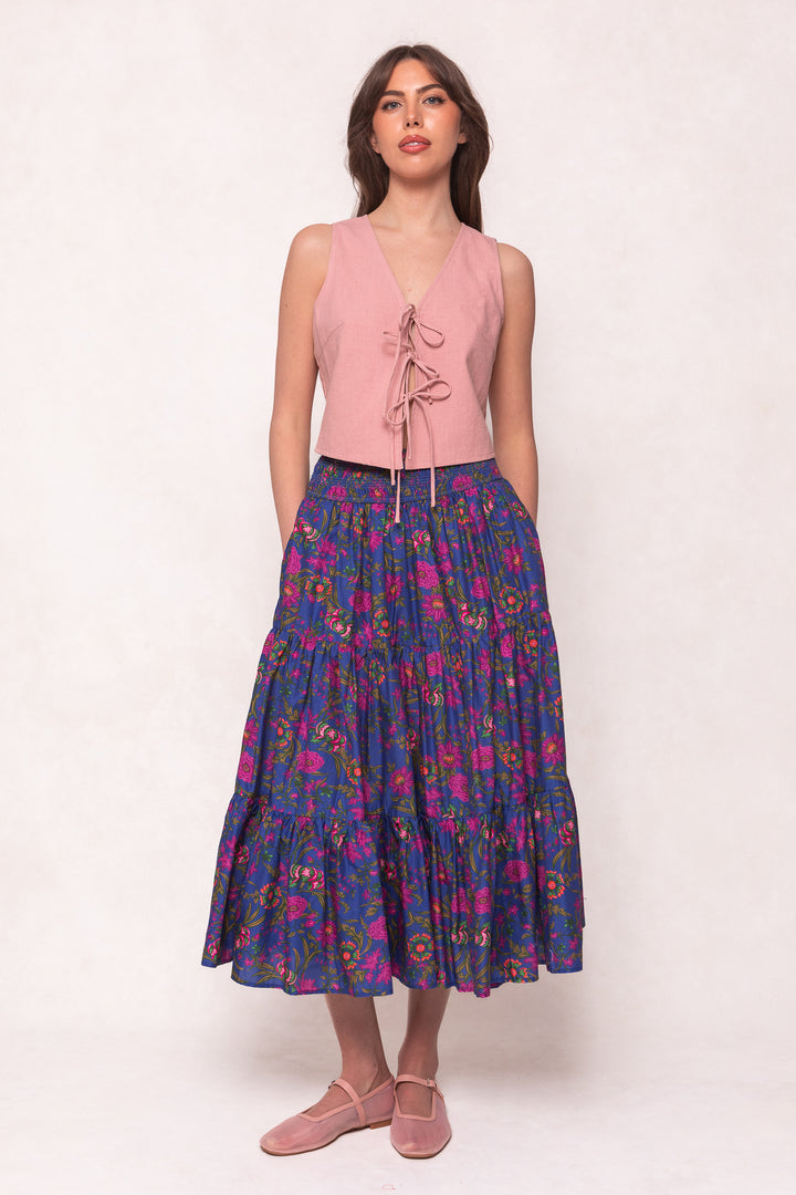 Zoey Skirt in Blue Multicolor Floral
