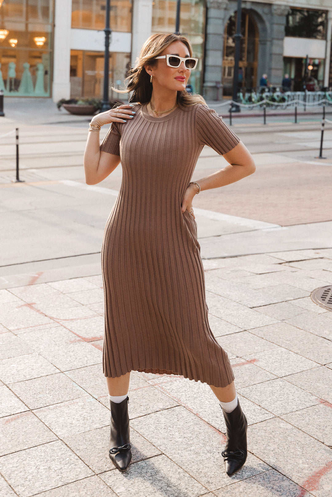 Alexa Dress in Taupe - FINAL SALE