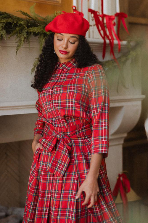 Angela Blouse in Holiday Plaid - FINAL SALE