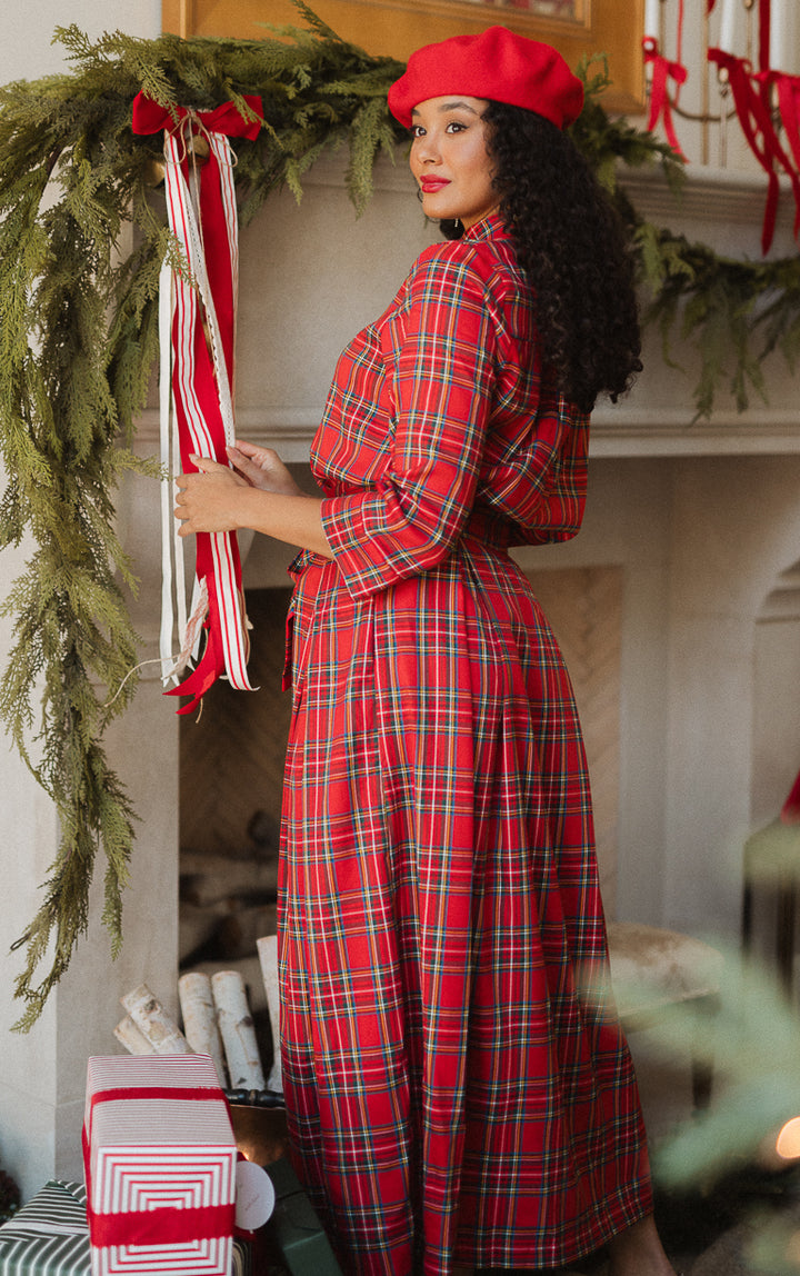 Angela Blouse in Holiday Plaid - FINAL SALE