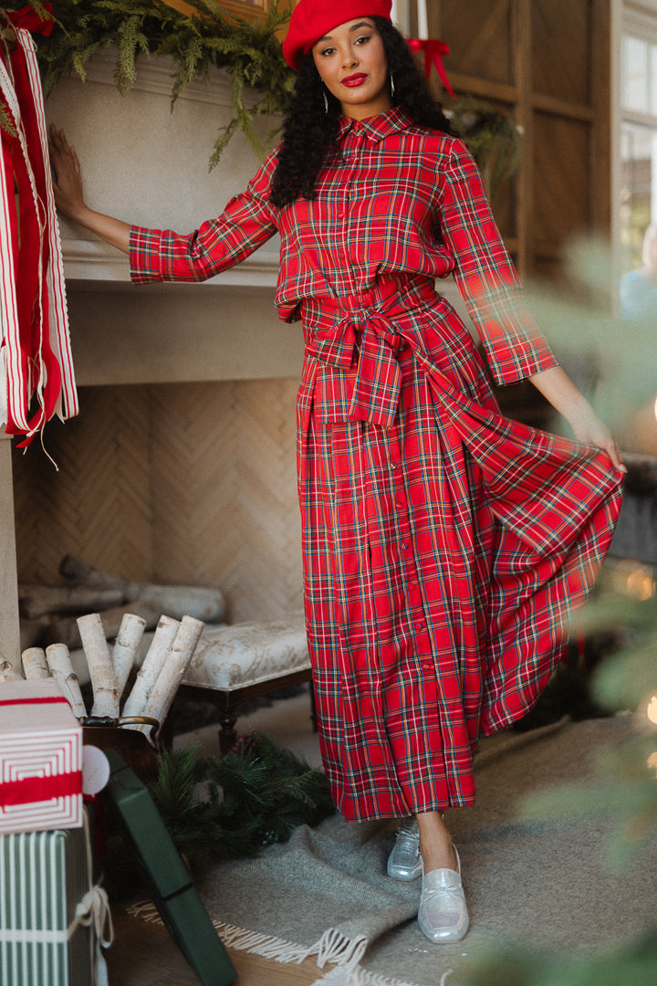 Angela Skirt in Holiday Plaid - FINAL SALE