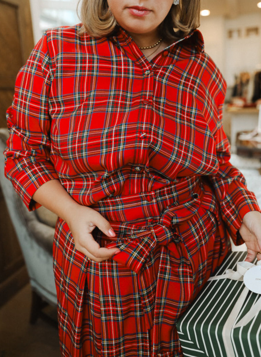 Angela Blouse in Holiday Plaid - FINAL SALE