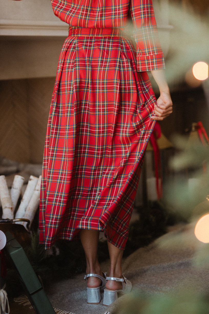 Angela Skirt in Holiday Plaid - FINAL SALE