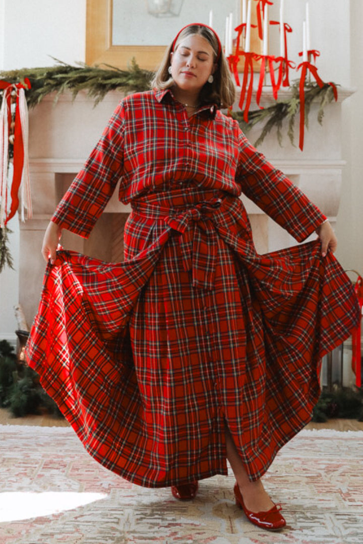 Angela Skirt in Holiday Plaid - FINAL SALE