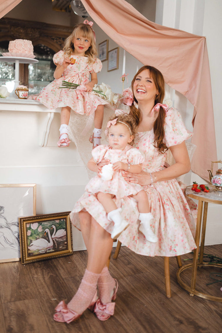 Baby Cupcake Dress Set in Pink Floral