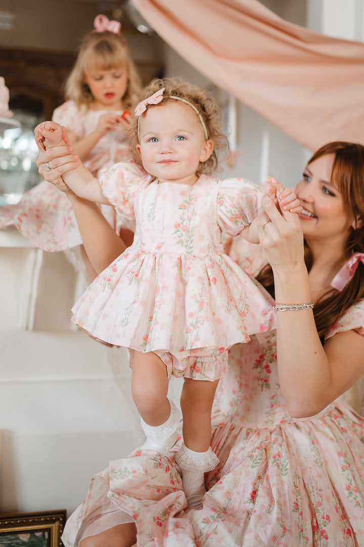 Baby Cupcake Dress Set in Pink Floral