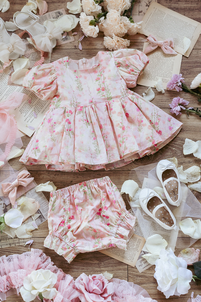 Baby Cupcake Dress Set in Pink Floral