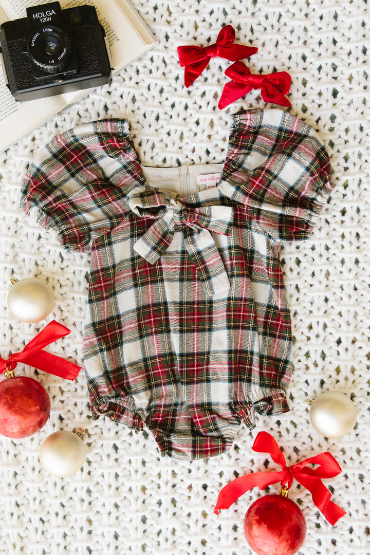 Baby Merry Romper in Holiday Plaid - FINAL SALE