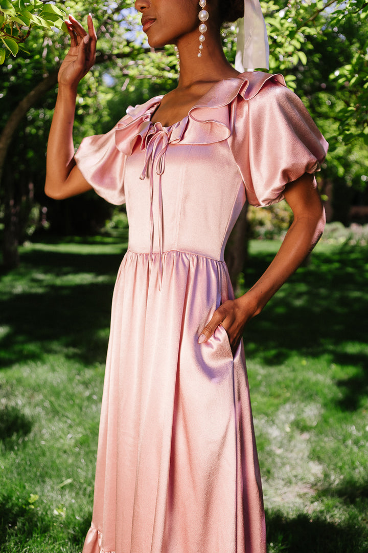 Billie Dress in Blush Satin