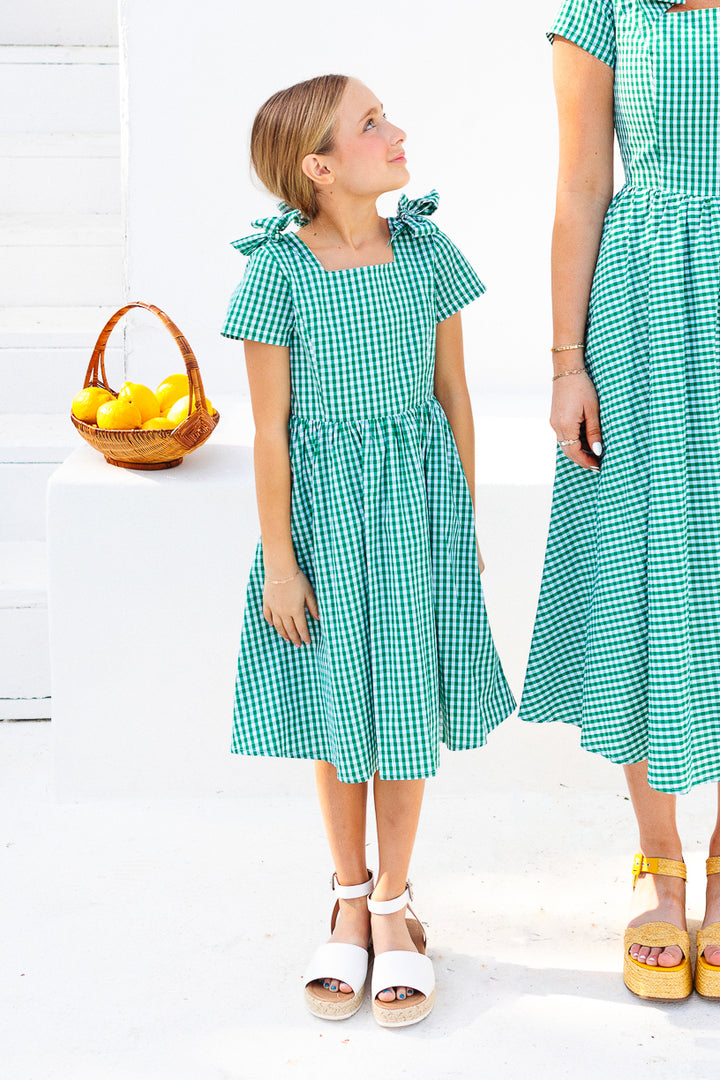 Mini Blakely Dress in Green Gingham - FINAL SALE