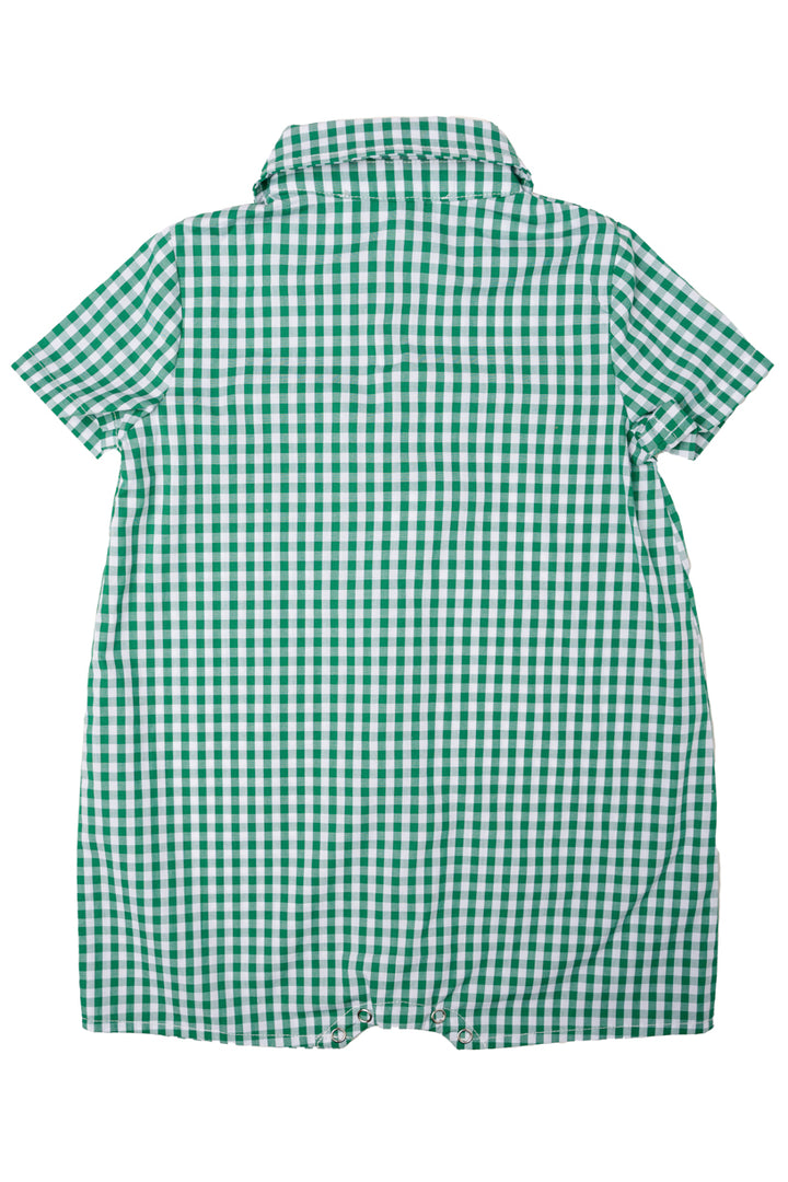 Baby Boy James Romper in Green Gingham - FINAL SALE