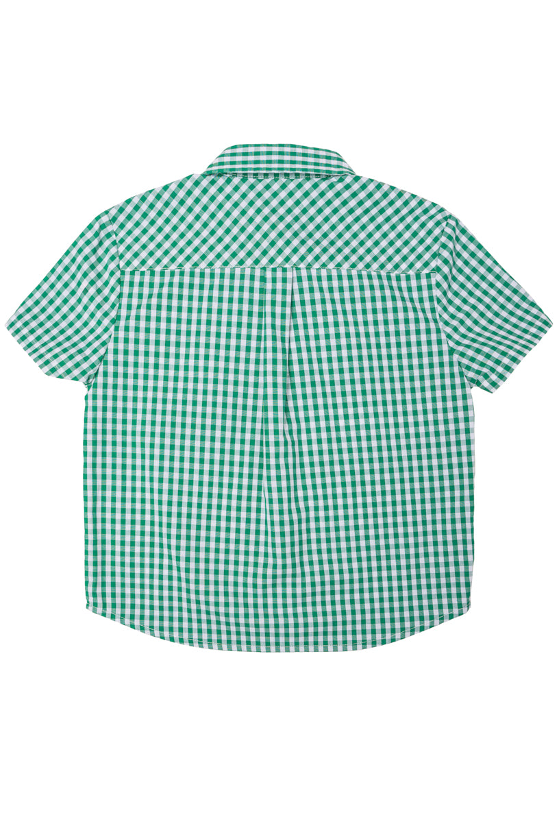 Boys James Shirt in Green Gingham - FINAL SALE