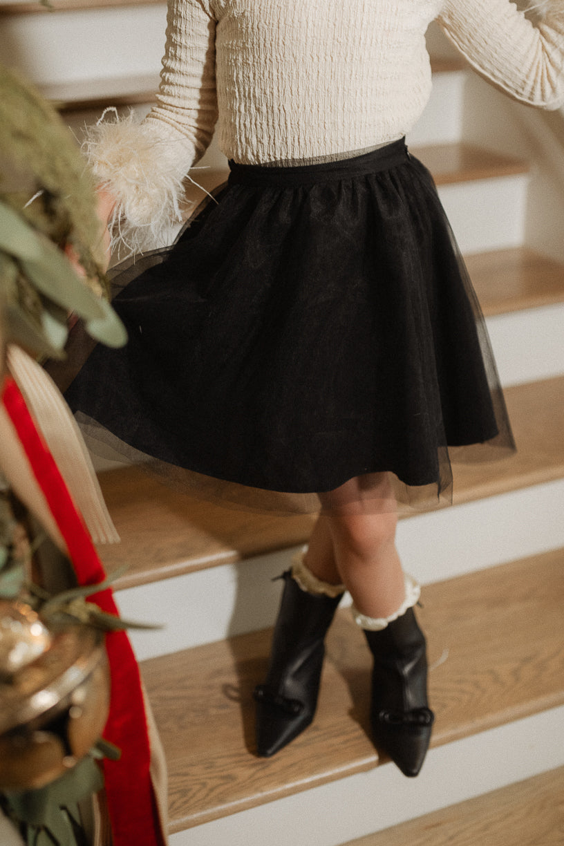 Mini Brigitte Skirt in Black Tulle