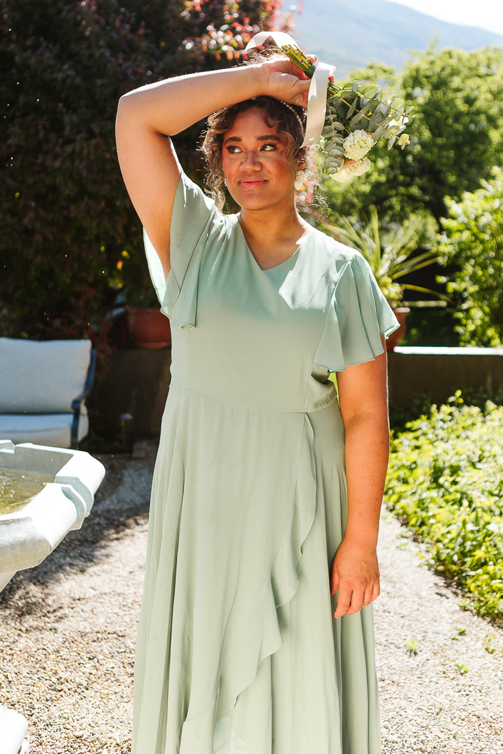 Callie Dress in Sage Chiffon