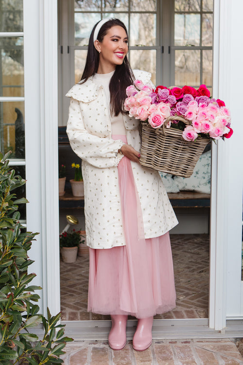 Clementine Raincoat in Cream Floral