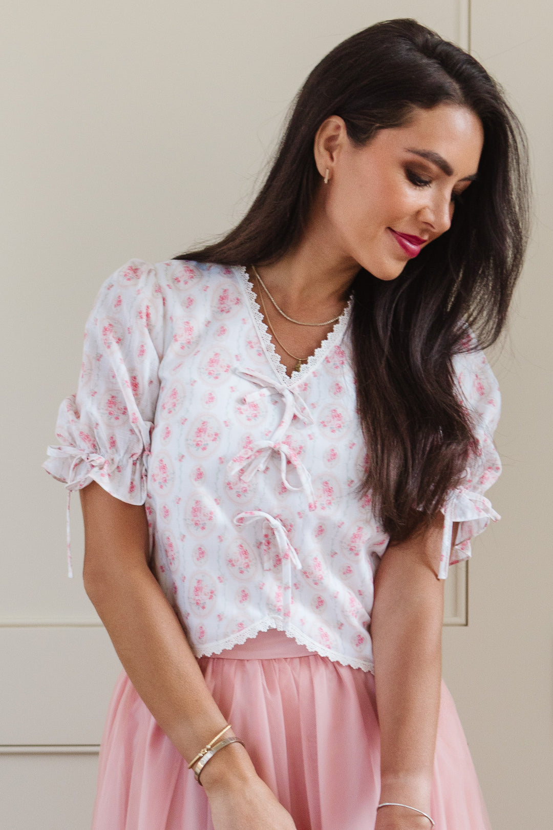 Rosette Top in Floral