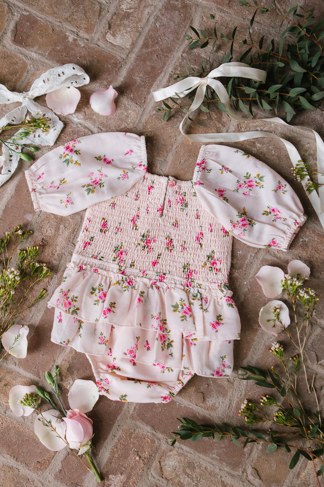 Baby Nola Ruffle Romper in Pink Floral