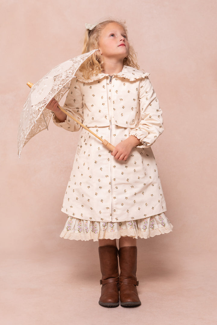 Mini Clementine Raincoat in Cream Floral