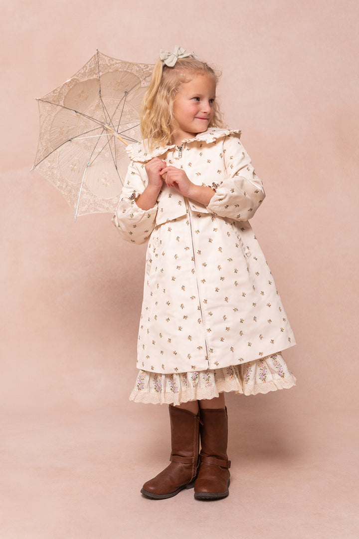 Mini Clementine Raincoat in Cream Floral