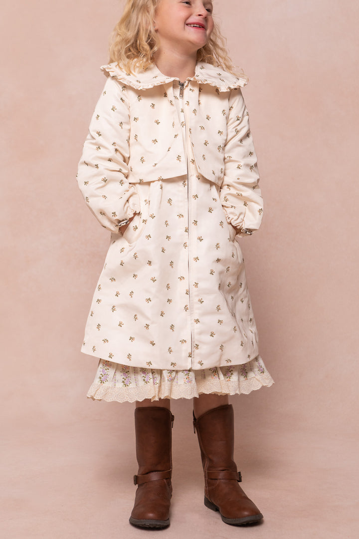 Mini Clementine Raincoat in Cream Floral