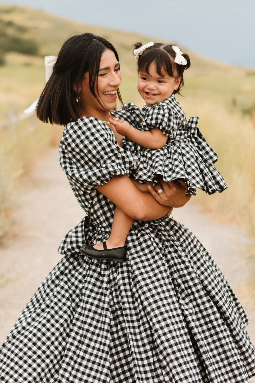 Baby Cupcake Dress Set in Black Gingham - FINAL SALE