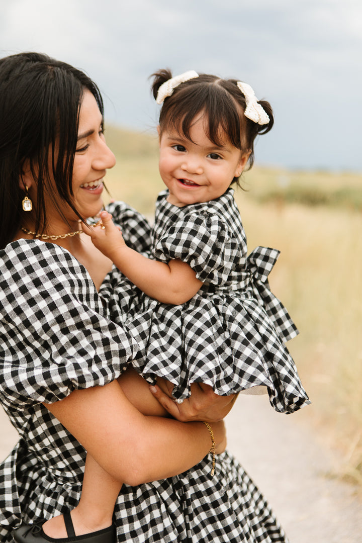 Baby Cupcake Dress Set in Black Gingham - FINAL SALE