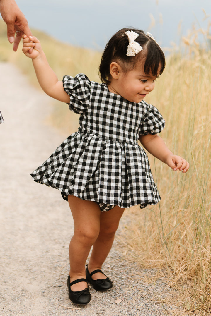 Baby Cupcake Dress Set in Black Gingham - FINAL SALE