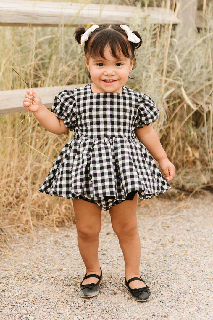 Baby Cupcake Dress Set in Black Gingham - FINAL SALE