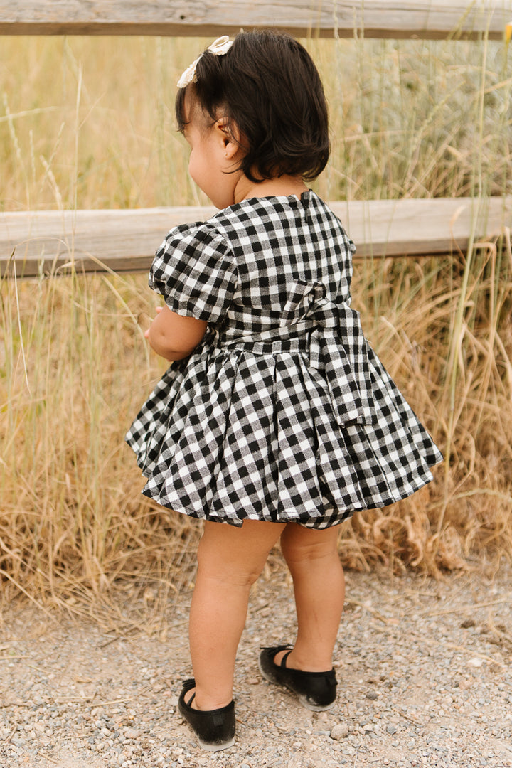 Baby Cupcake Dress Set in Black Gingham - FINAL SALE