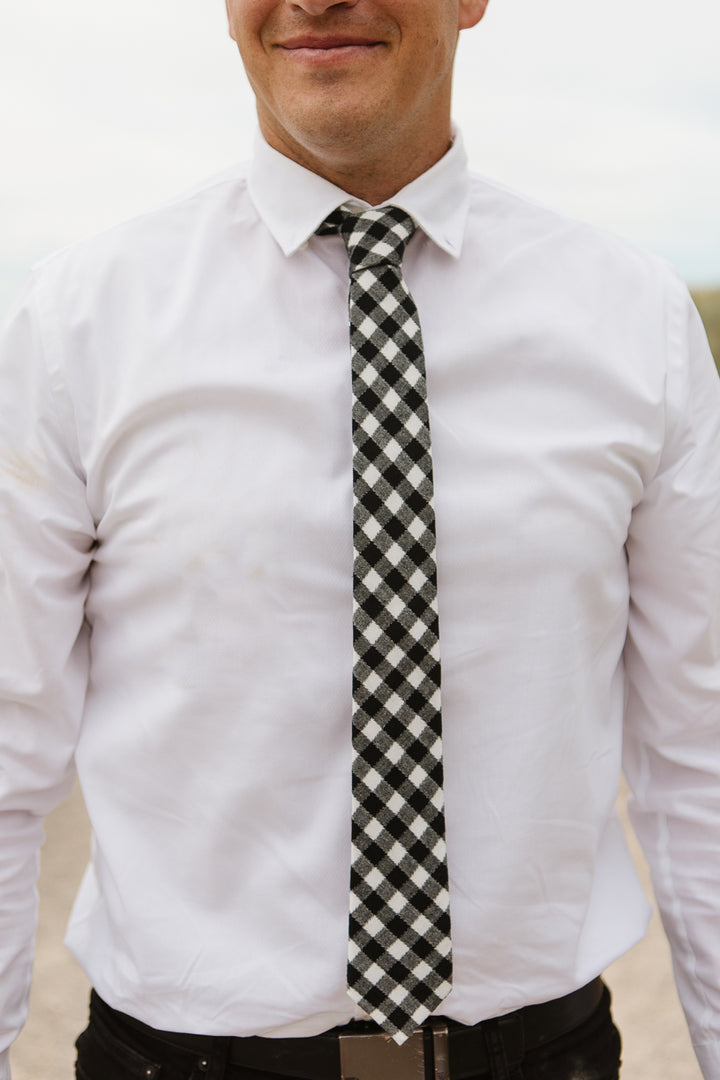 Mens Max Tie in Cupcake Black Gingham - FINAL SALE