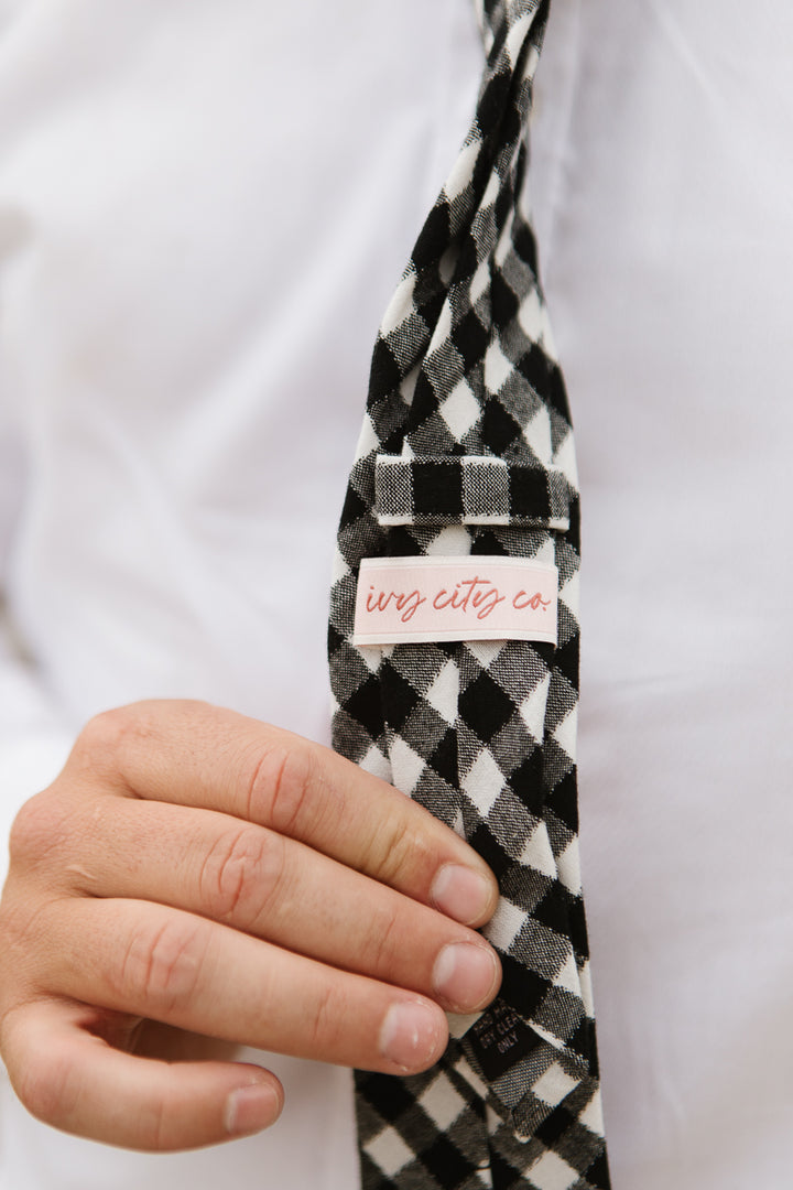 Mens Max Tie in Cupcake Black Gingham - FINAL SALE