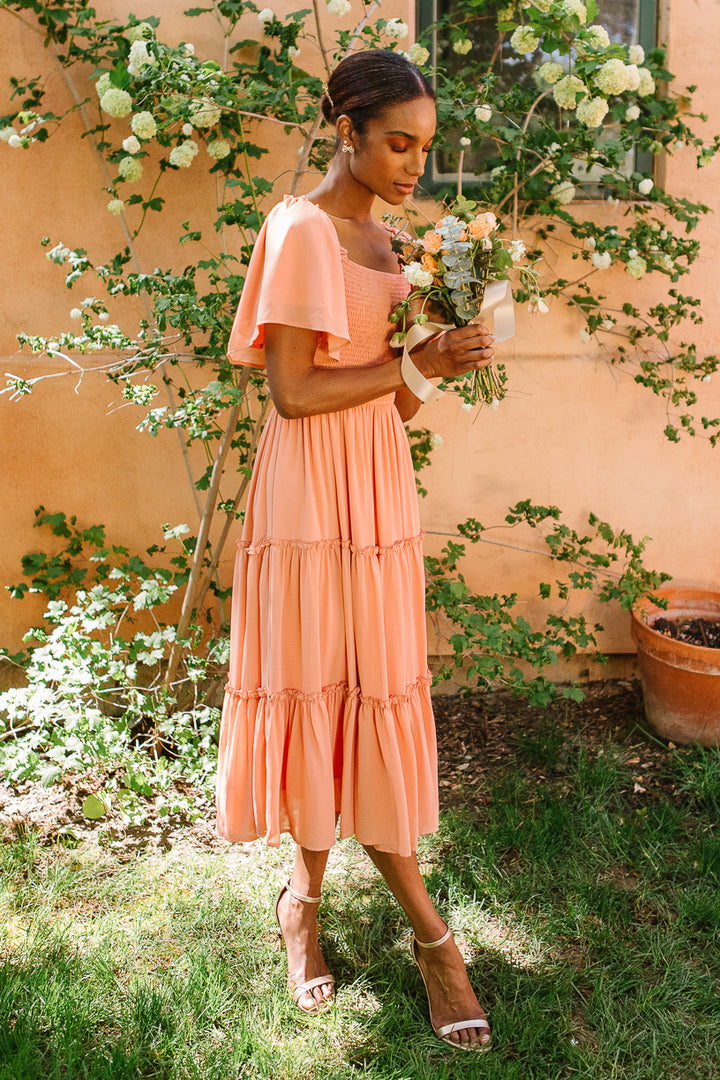 Ellie Dress in Apricot Crush Chiffon