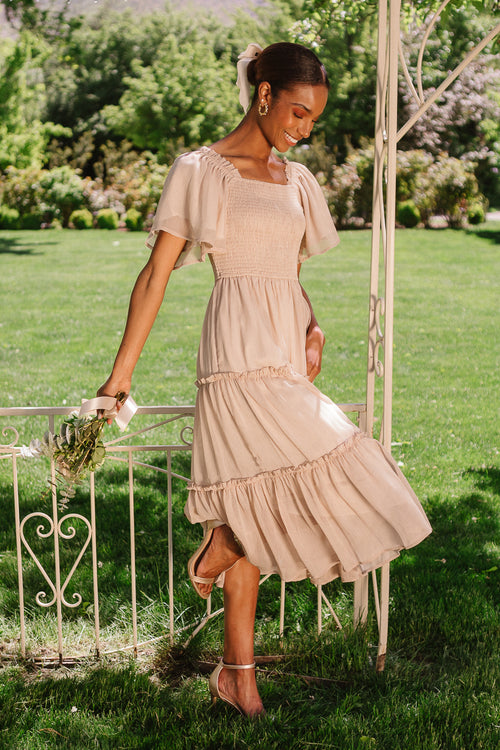 Ellie Dress in Champagne Chiffon