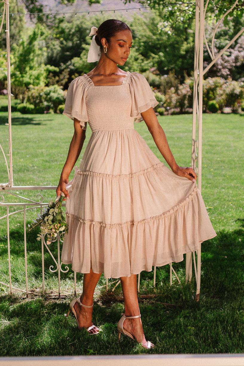 Ellie Dress in Champagne Chiffon