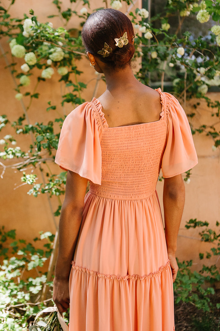 Ellie Dress in Apricot Crush Chiffon