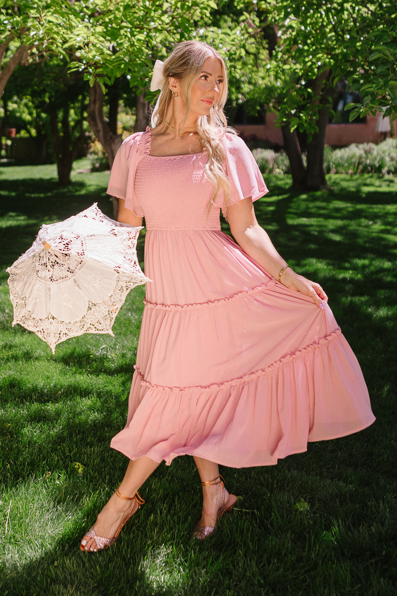 Ellie Dress in Blush Chiffon