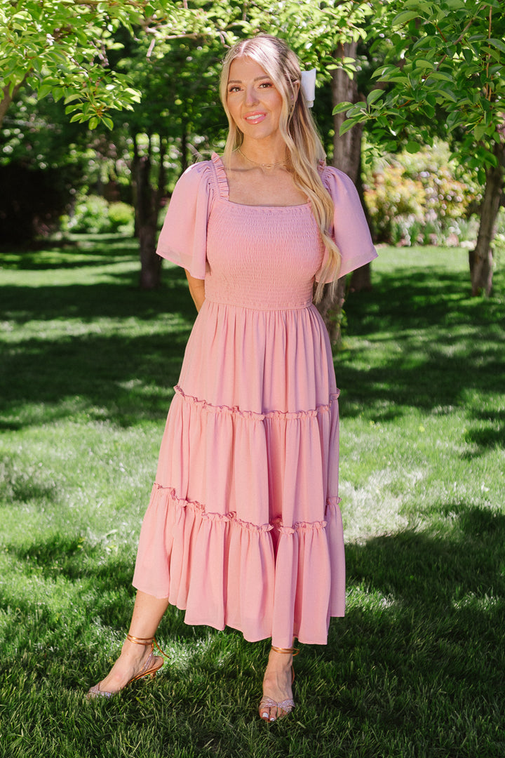 Ellie Dress in Blush Chiffon