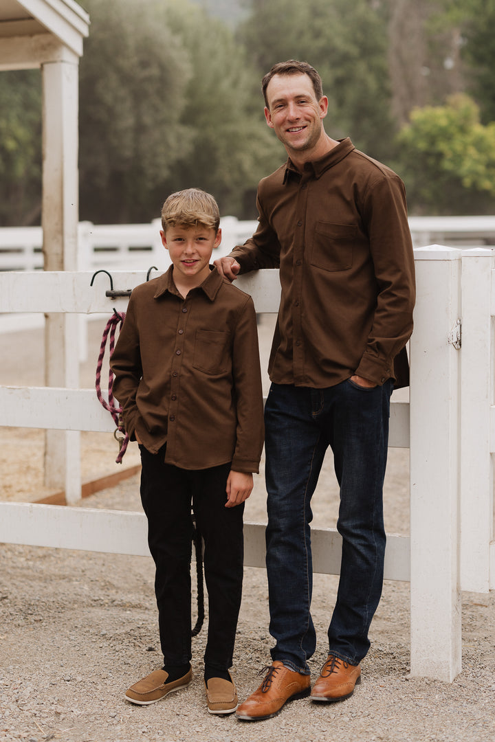 Mens John Shirt in Brown - FINAL SALE