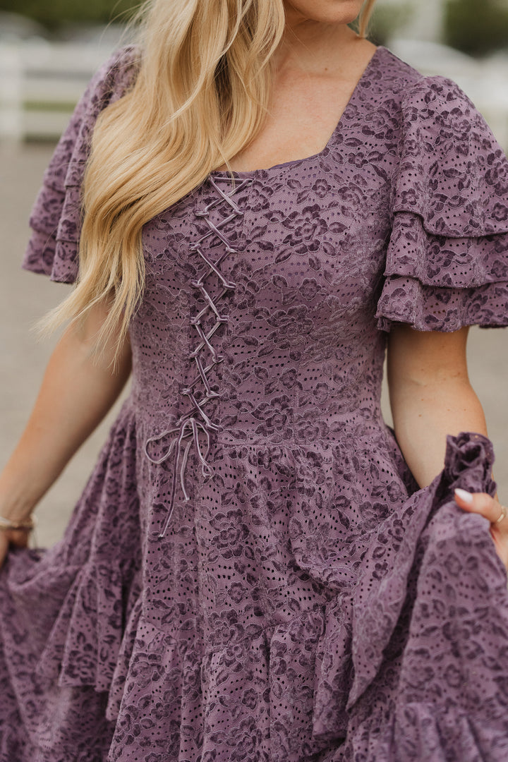 Solana Dress in Purple Lace - FINAL SALE