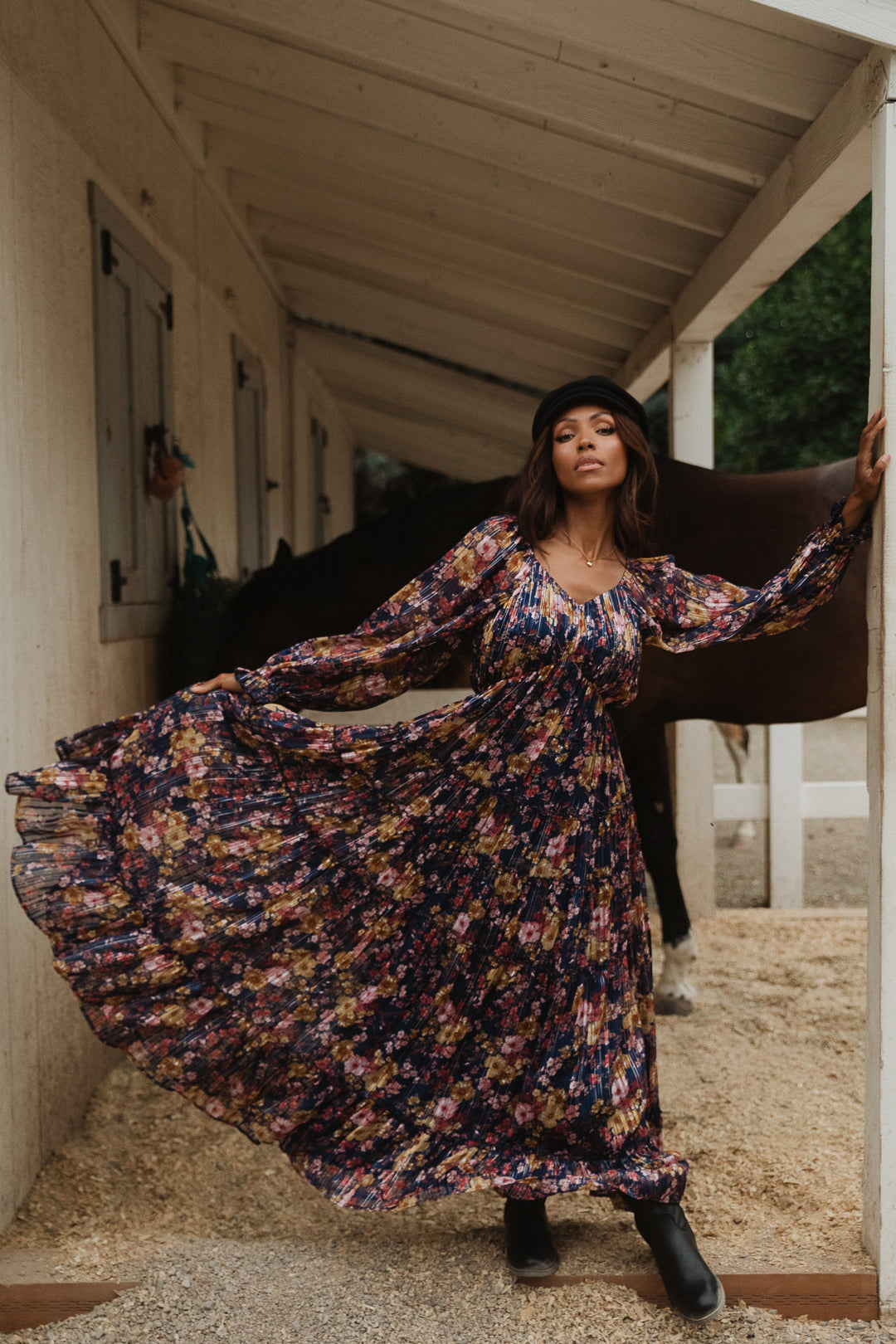 Cassia Dress in Navy Floral - FINAL SALE