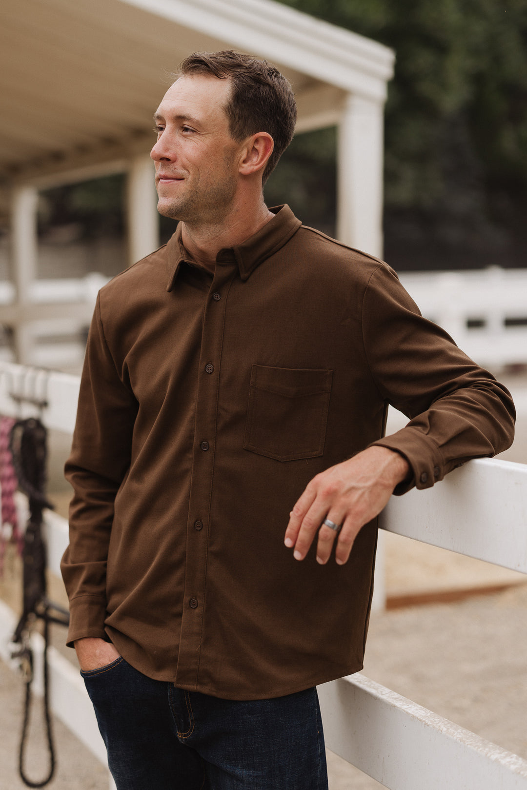 Mens John Shirt in Brown - FINAL SALE