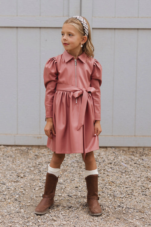 Mini Virgo Vegan Leather Dress in Pink - FINAL SALE