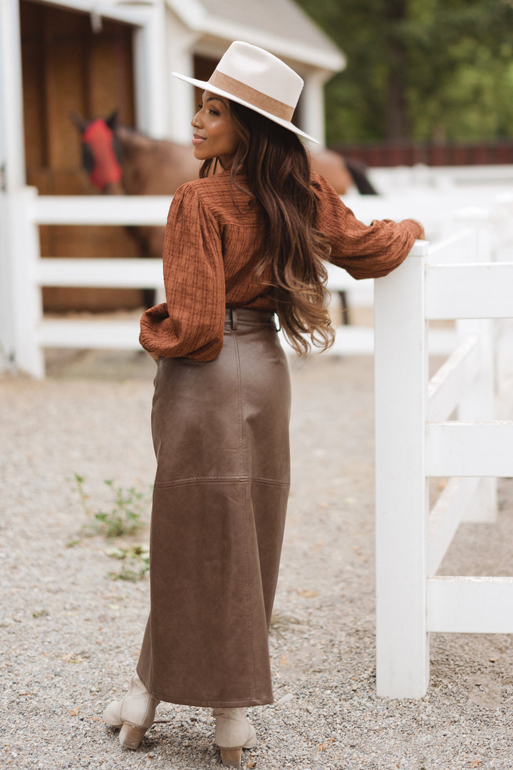 Sybil Blouse in Brown - FINAL SALE