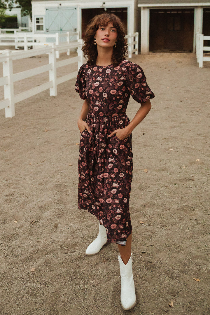 Odette Dress in Moody Floral - FINAL SALE