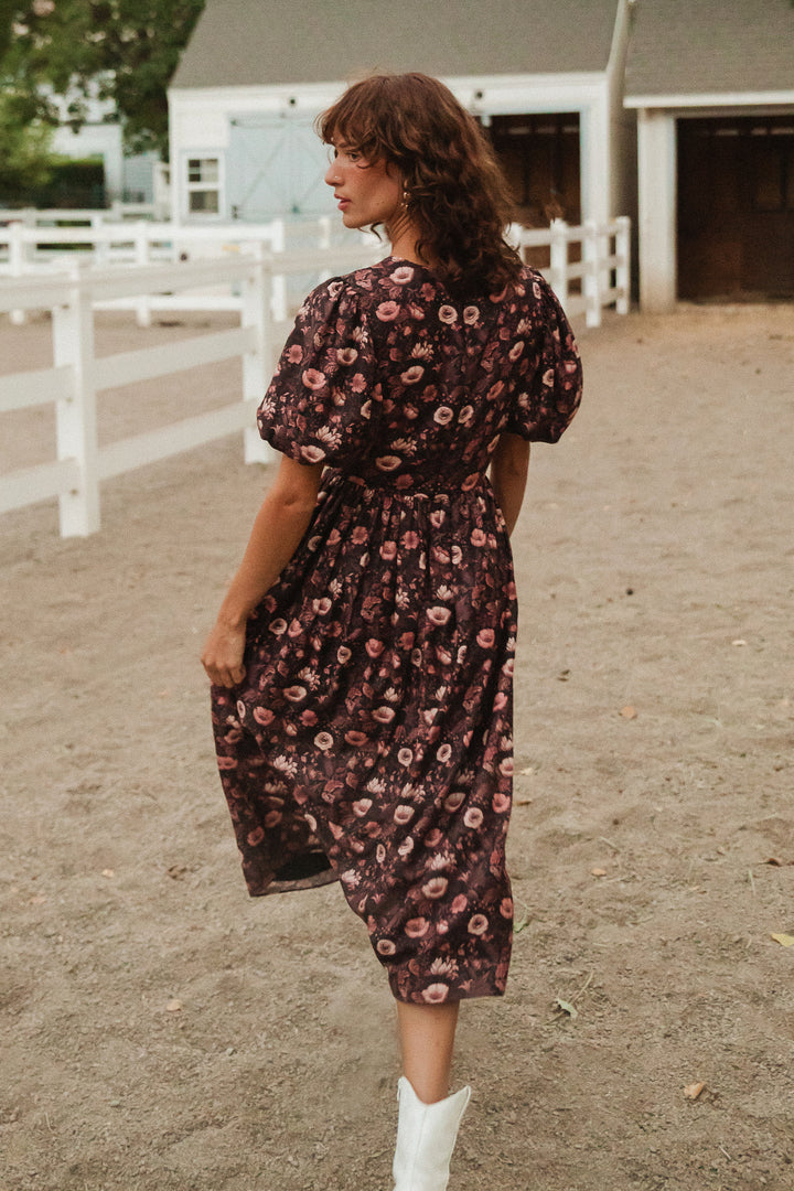 Odette Dress in Moody Floral - FINAL SALE