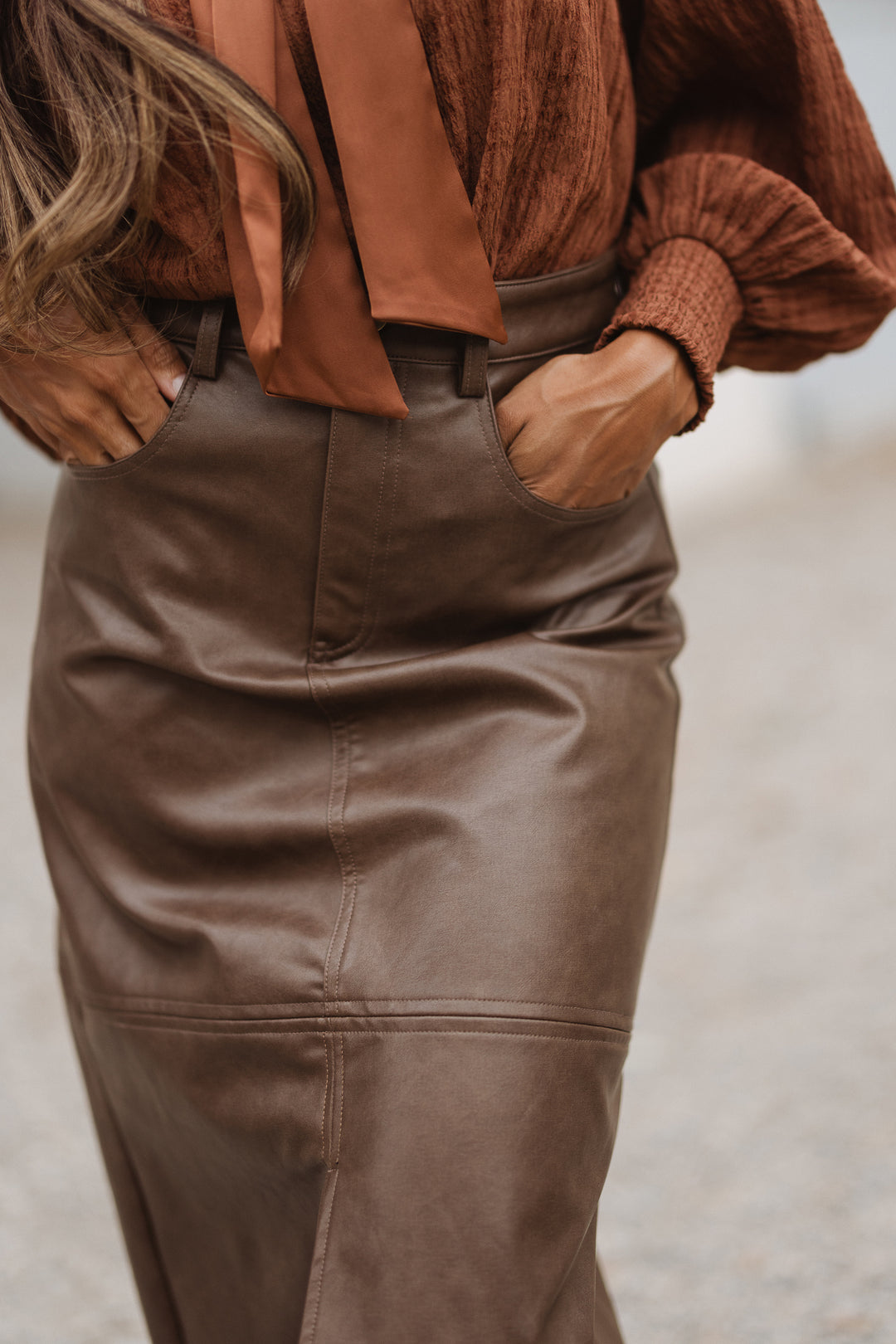 Shannon Vegan Leather Skirt in Brown - FINAL SALE