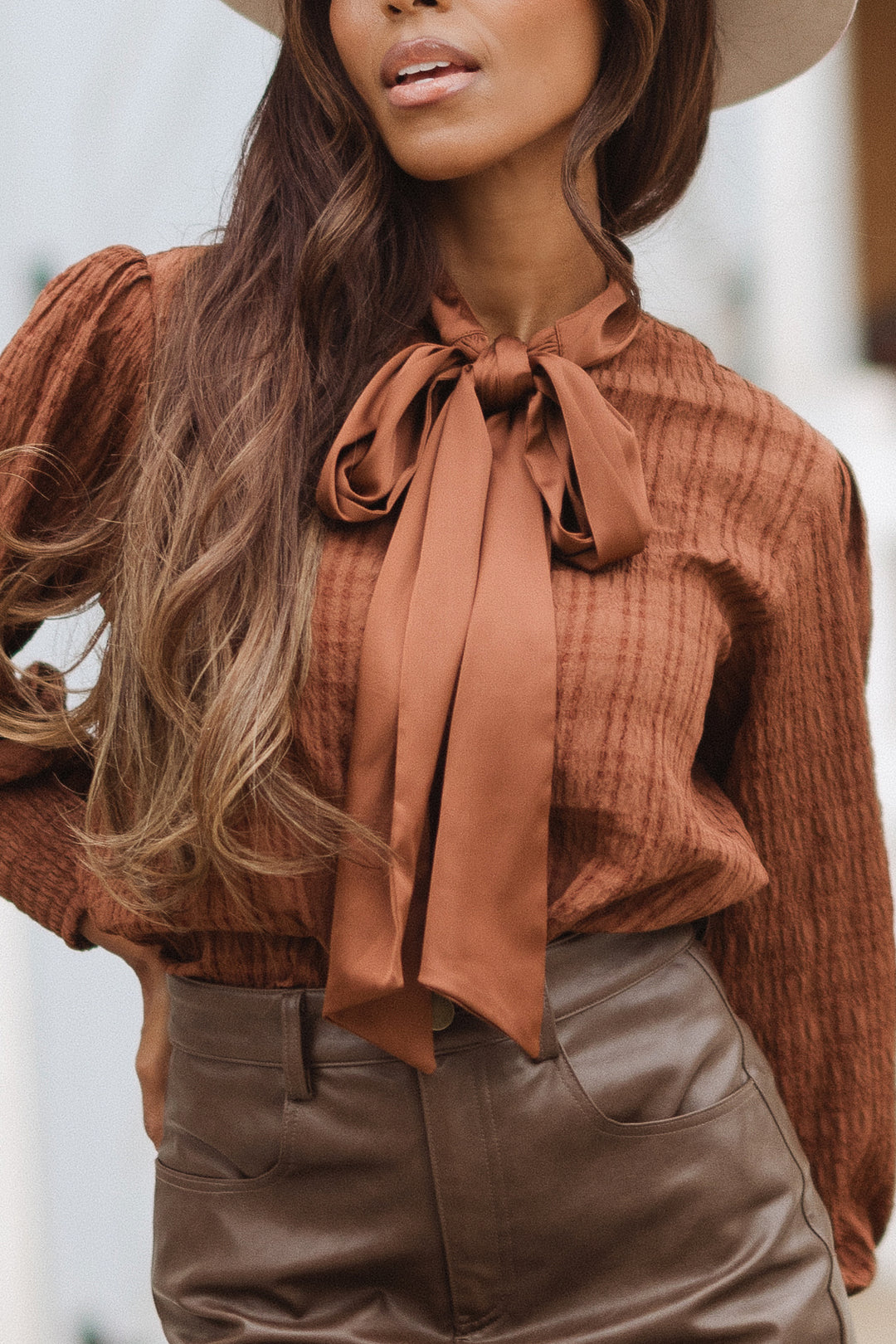 Sybil Blouse in Brown - FINAL SALE