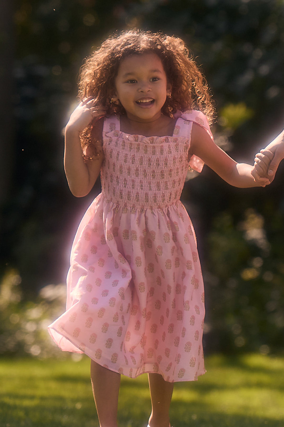Mini Rayna Dress in Pink Block Print