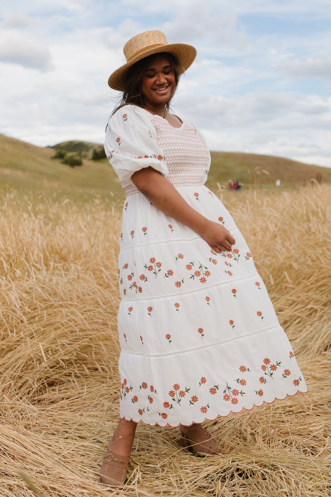 Greta Midi Dress in Rust Floral - FINAL SALE